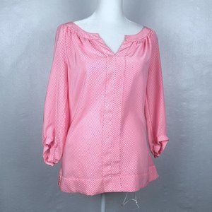 Lilly Pulitzer 100% Silk Moxy Pink Striped Blouse 3/4 Sleeves Sz XS